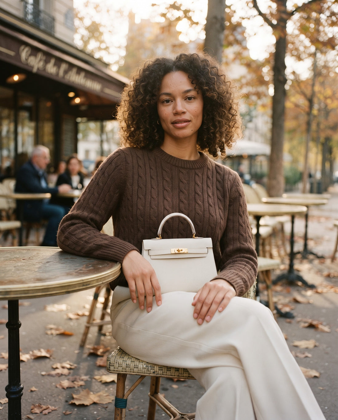 Visuel d'ambiance : le Milano 22 White, en terrasse de café parisien